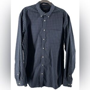 Men's Eddie Bauer Tall TXL Button Down Shirt Wrinkle Free Relaxed Fit Blue Plaid